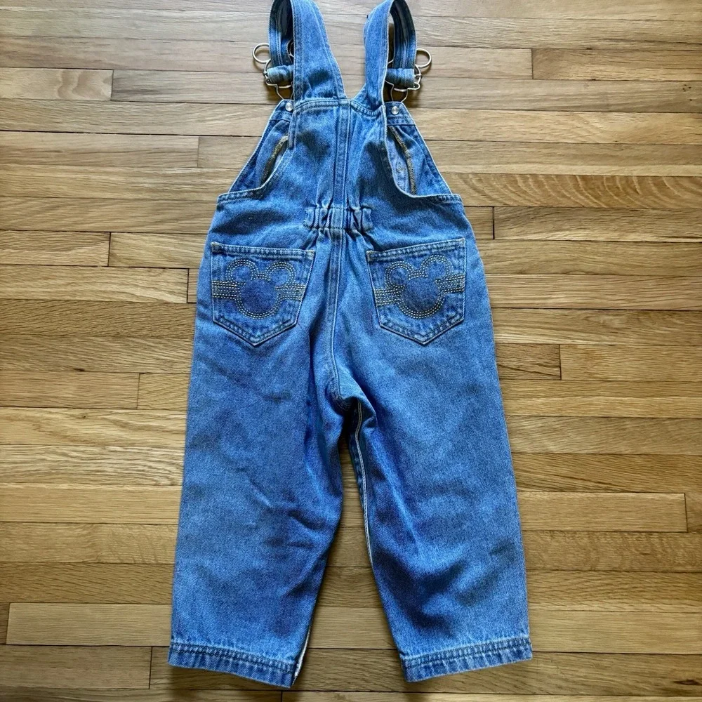 Vintage‎ Disney Mickey & Minnie Mouse Kids Denim Overalls 2T Toddler 90s Flowers